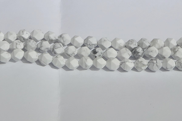 CWB246 15.5 inches 10mm faceted nuggets matte white howlite beads