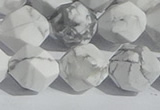 CWB247 15.5 inches 12mm faceted nuggets matte white howlite beads