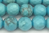 CWB260 15 inches 6mm faceted round howlite turquoise beads