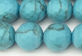 CWB261 15 inches 8mm faceted round howlite turquoise beads