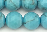 CWB262 15 inches 10mm faceted round howlite turquoise beads