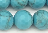 CWB263 15 inches 12mm faceted round howlite turquoise beads