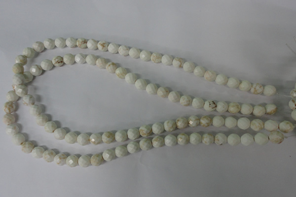 CWB300 15.5 inches 4mm faceted round howlite turquoise beads