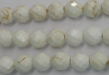 CWB302 15.5 inches 8mm faceted round howlite turquoise beads