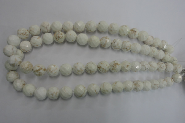 CWB304 15.5 inches 12mm faceted round howlite turquoise beads