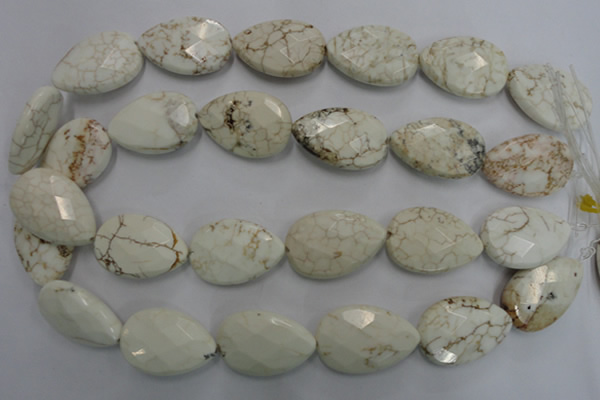 CWB377 20*30mm faceted flat teardrop howlite turquoise beads