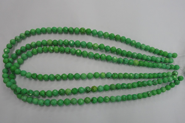 CWB390 15.5 inches 4mm faceted round howlite turquoise beads