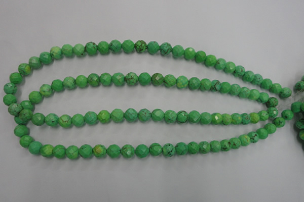 CWB392 15.5 inches 8mm faceted round howlite turquoise beads