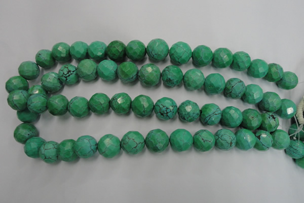 CWB405 15.5 inches 14mm faceted round howlite turquoise beads