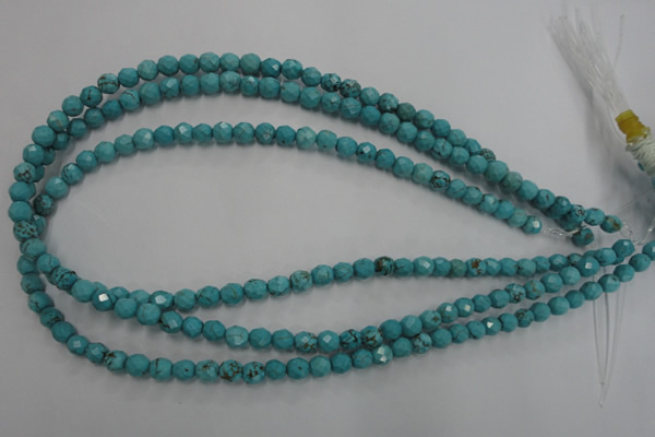 CWB421 15.5 inches 6mm faceted round howlite turquoise beads