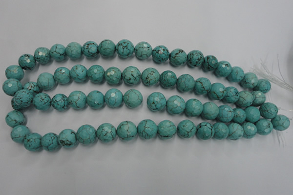 CWB424 15.5 inches 12mm faceted round howlite turquoise beads