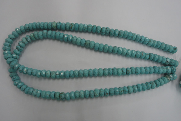 CWB443 15.5 inches 5*8mm faceted rondelle howlite turquoise beads