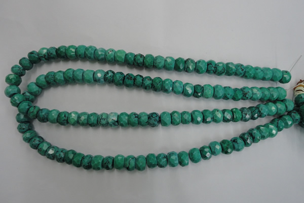 CWB446 15.5 inches 7*10mm faceted rondelle howlite turquoise beads