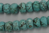 CWB449 15.5 inches 8*12mm faceted rondelle howlite turquoise beads