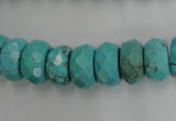 CWB451 15.5 inches 7*14mm faceted rondelle howlite turquoise beads