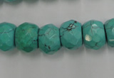 CWB452 15.5 inches 10*14mm faceted rondelle howlite turquoise beads