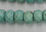 CWB457 15.5 inches 12*16mm faceted rondelle howlite turquoise beads