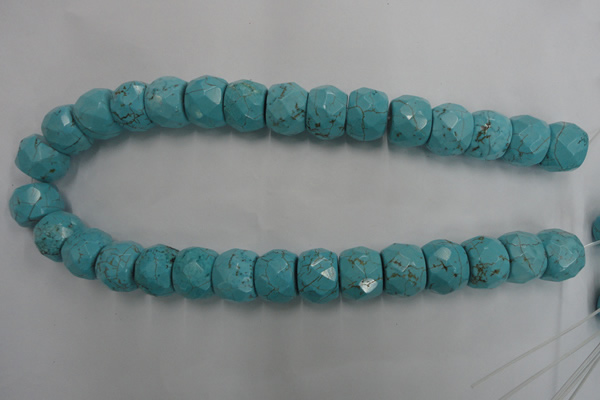 CWB461 15.5 inches 14*20mm faceted rondelle howlite turquoise beads