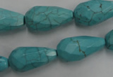 CWB474 15.5 inches 12*22mm faceted teardrop howlite turquoise beads