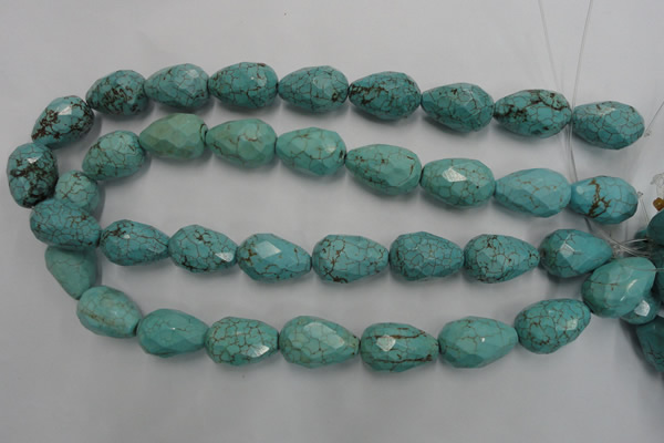 CWB475 15.5 inches 15*22mm faceted teardrop howlite turquoise beads