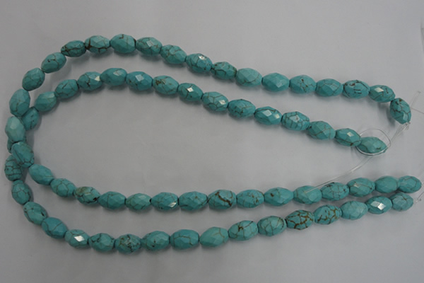 CWB481 15.5 inches 8*12mm faceted rice howlite turquoise beads