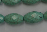 CWB484 15.5 inches 12*20mm faceted rice howlite turquoise beads