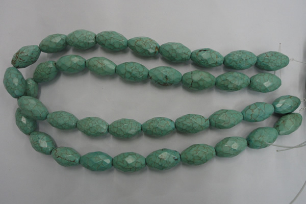 CWB484 15.5 inches 12*20mm faceted rice howlite turquoise beads