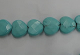 CWB491 15.5 inches 10*10mm faceted heart howlite turquoise beads