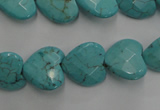 CWB493 15.5 inches 15*15mm faceted heart howlite turquoise beads