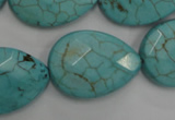 CWB506 15.5 inches 18*25mm faceted flat teardrop howlite turquoise beads