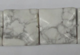 CWB62 15.5 inches 25*25mm wavy square natural white howlite beads