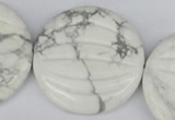 CWB64 15.5 inches 40mm carved coin natural white howlite beads wholesale