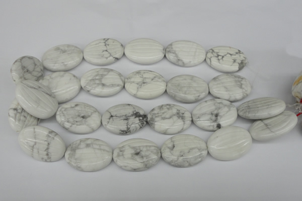 CWB69 15.5 inches 25*35mm carved oval natural white howlite beads