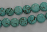 CWB701 15.5 inches 10mm flat round howlite turquoise beads