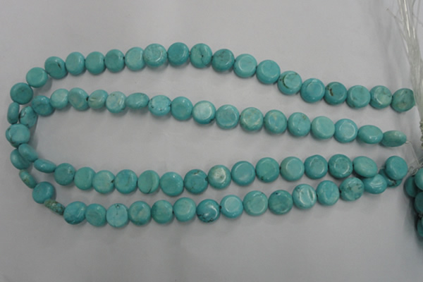 CWB702 15.5 inches 11mm flat round howlite turquoise beads