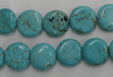 CWB703 15.5 inches 12mm flat round howlite turquoise beads