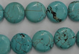 CWB704 15.5 inches 14mm flat round howlite turquoise beads