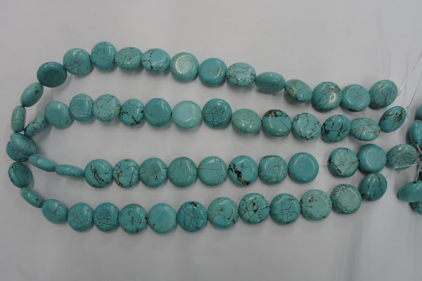 CWB704 15.5 inches 14mm flat round howlite turquoise beads