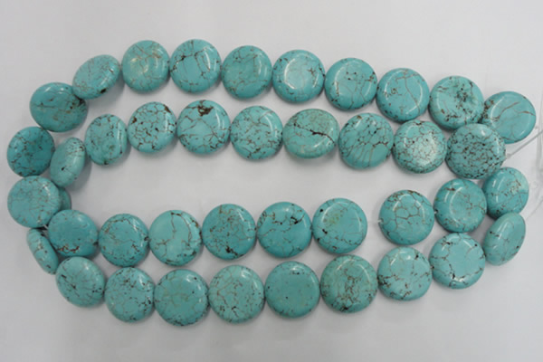 CWB707 15.5 inches 20mm flat round howlite turquoise beads