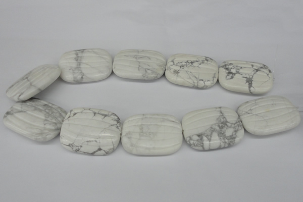 CWB72 15.5 inches 30*40mm carved rectangle natural white howlite beads