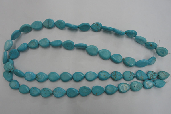 CWB722 15.5 inches 10*14mm flat teardrop howlite turquoise beads