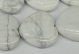 CWB74 15.5 inches 26*26mm carved heart natural white howlite beads