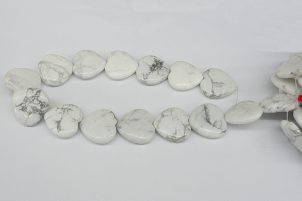 CWB76 15.5 inches 30*30mm heart natural white howlite beads