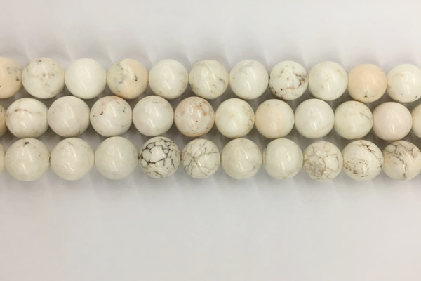 CWB804 15.5 inches 12mm round white howlite turquoise beads