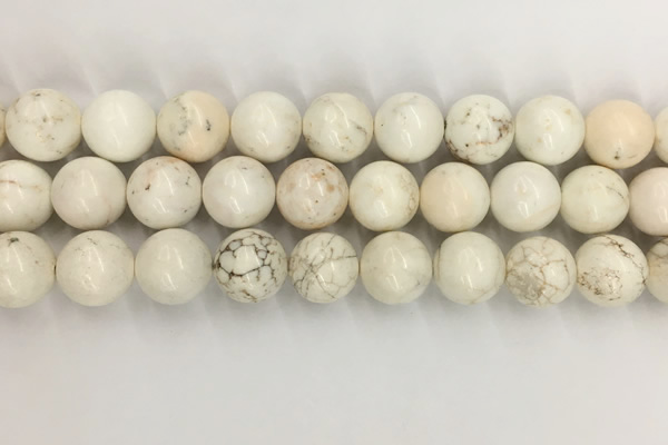 CWB805 15.5 inches 14mm round white howlite turquoise beads