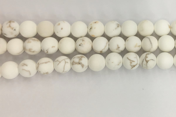 CWB815 15.5 inches 12mm round matte white howlite turquoise beads