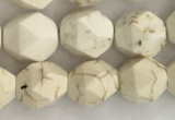 CWB885 15.5 inches 6mm faceted nuggets white howlite turquoise beads