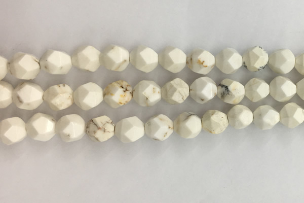 CWB887 15.5 inches 10mm faceted nuggets white howlite turquoise beads