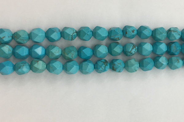 CWB890 15.5 inches 8mm faceted nuggets howlite turquoise beads