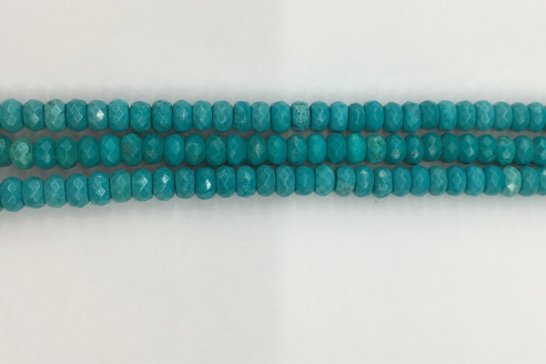 CWB902 15.5 inches 4*6mm faceted rondelle howlite turquoise beads